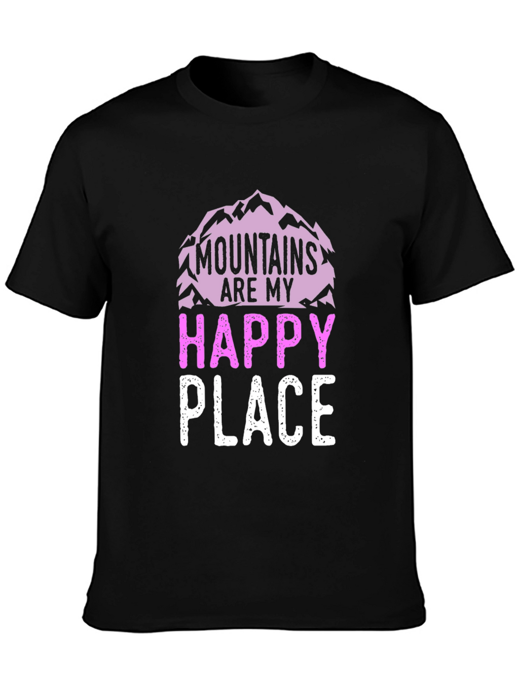 Mountains Are My Happy Place Black Graphic Tee