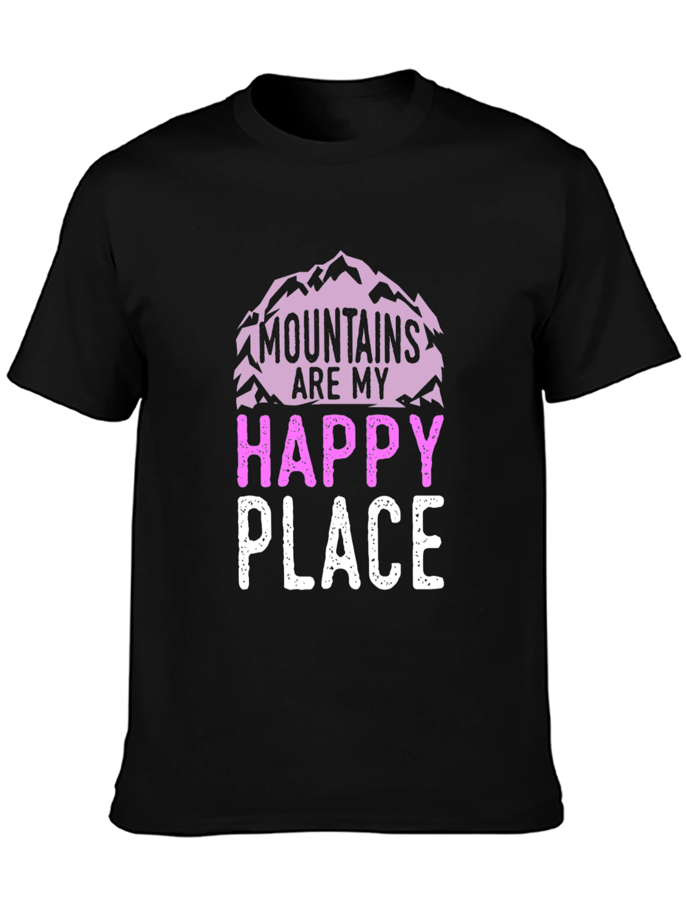 Mountains Are My Happy Place Black Graphic Tee