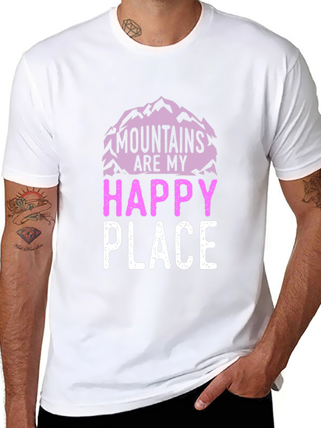 Mountains Are My Happy Place Black Graphic Tee