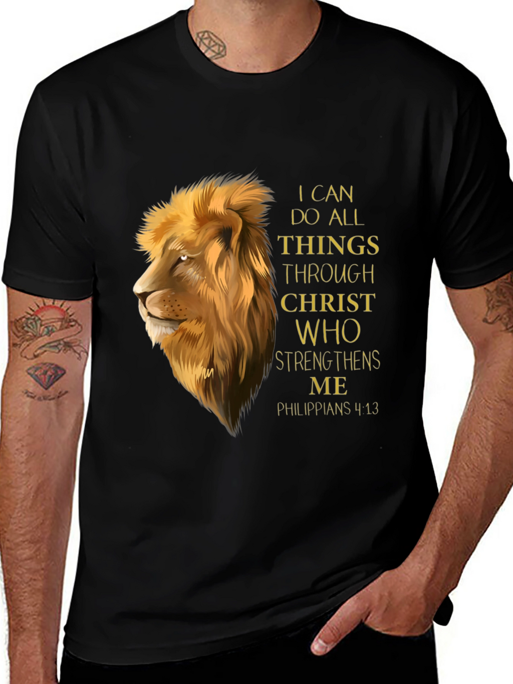 Lion & Philippians T-Shirt - Faith Inspired Apparel