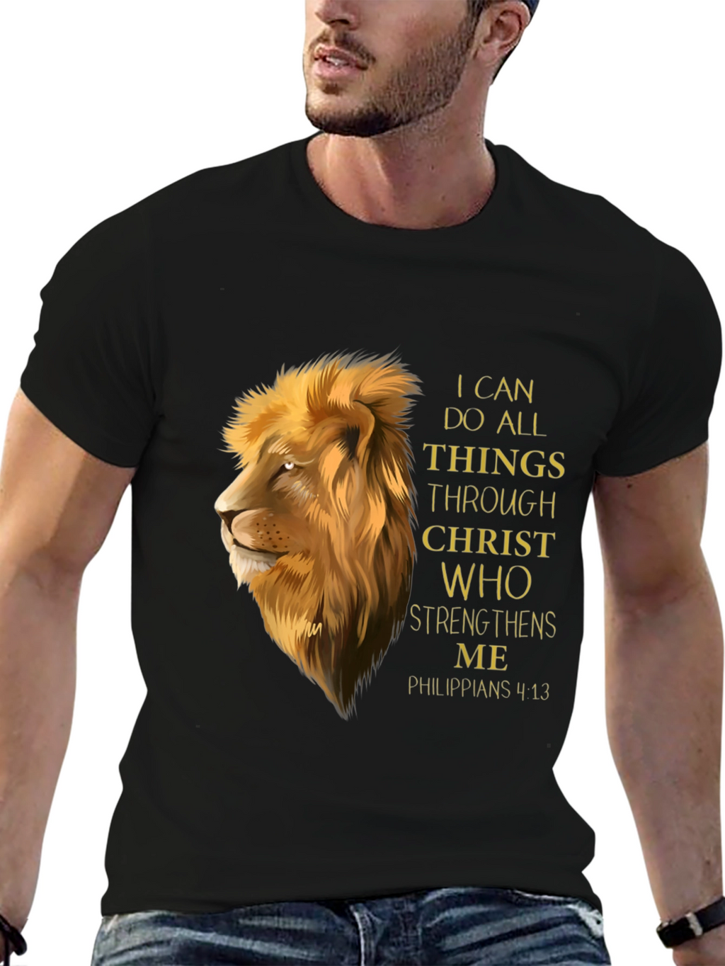 Lion & Philippians T-Shirt - Faith Inspired Apparel