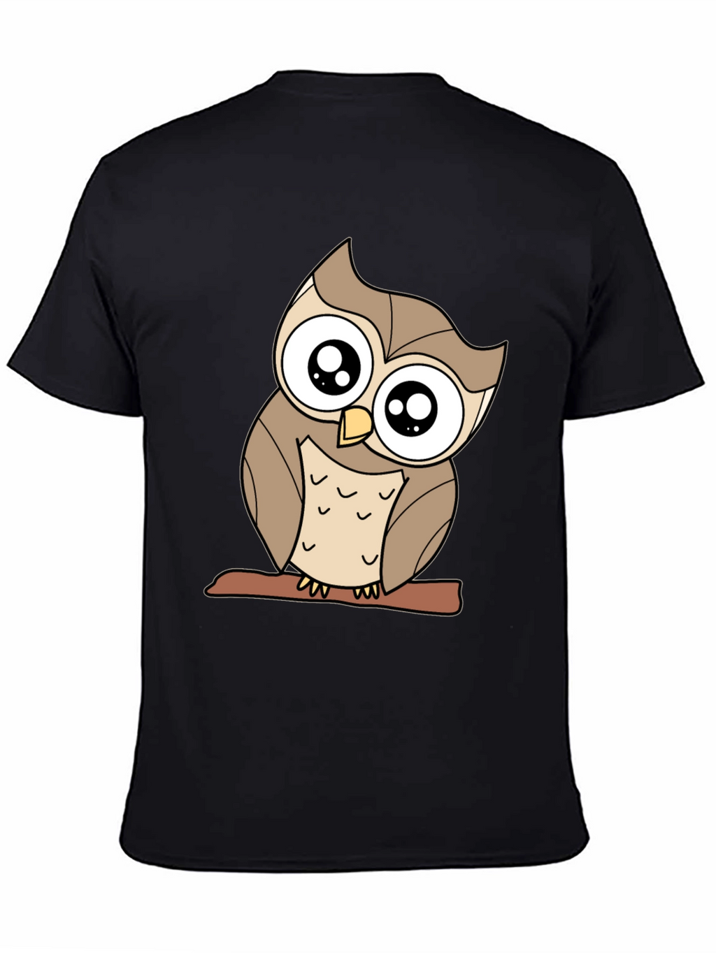 Cute Owl Graphic Tee - Black Cotton Blend