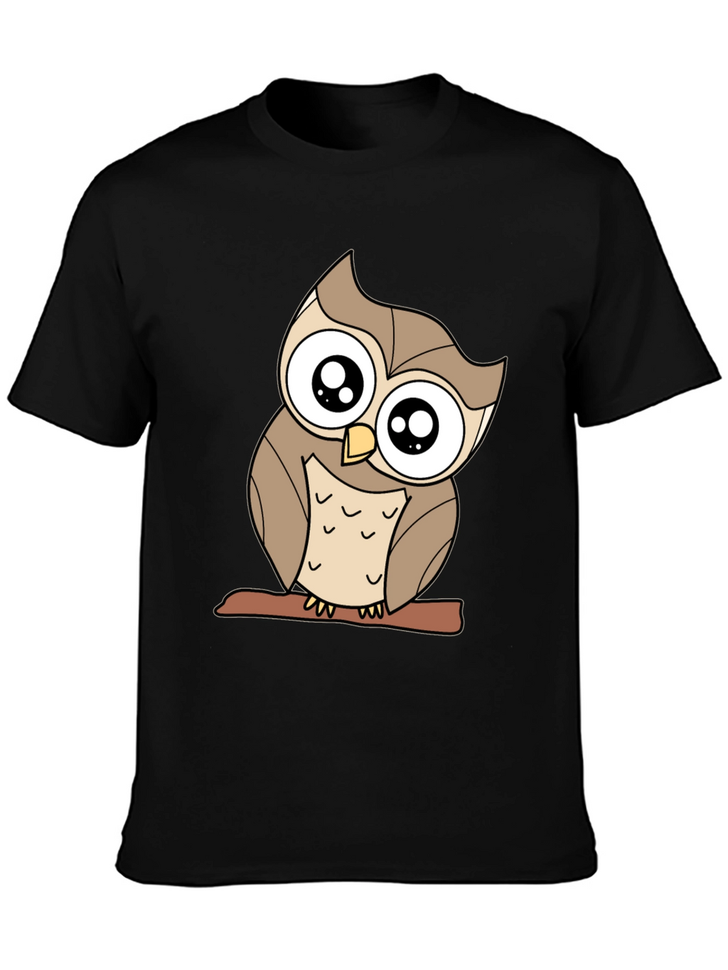 Cute Owl Graphic Tee - Black Cotton Blend