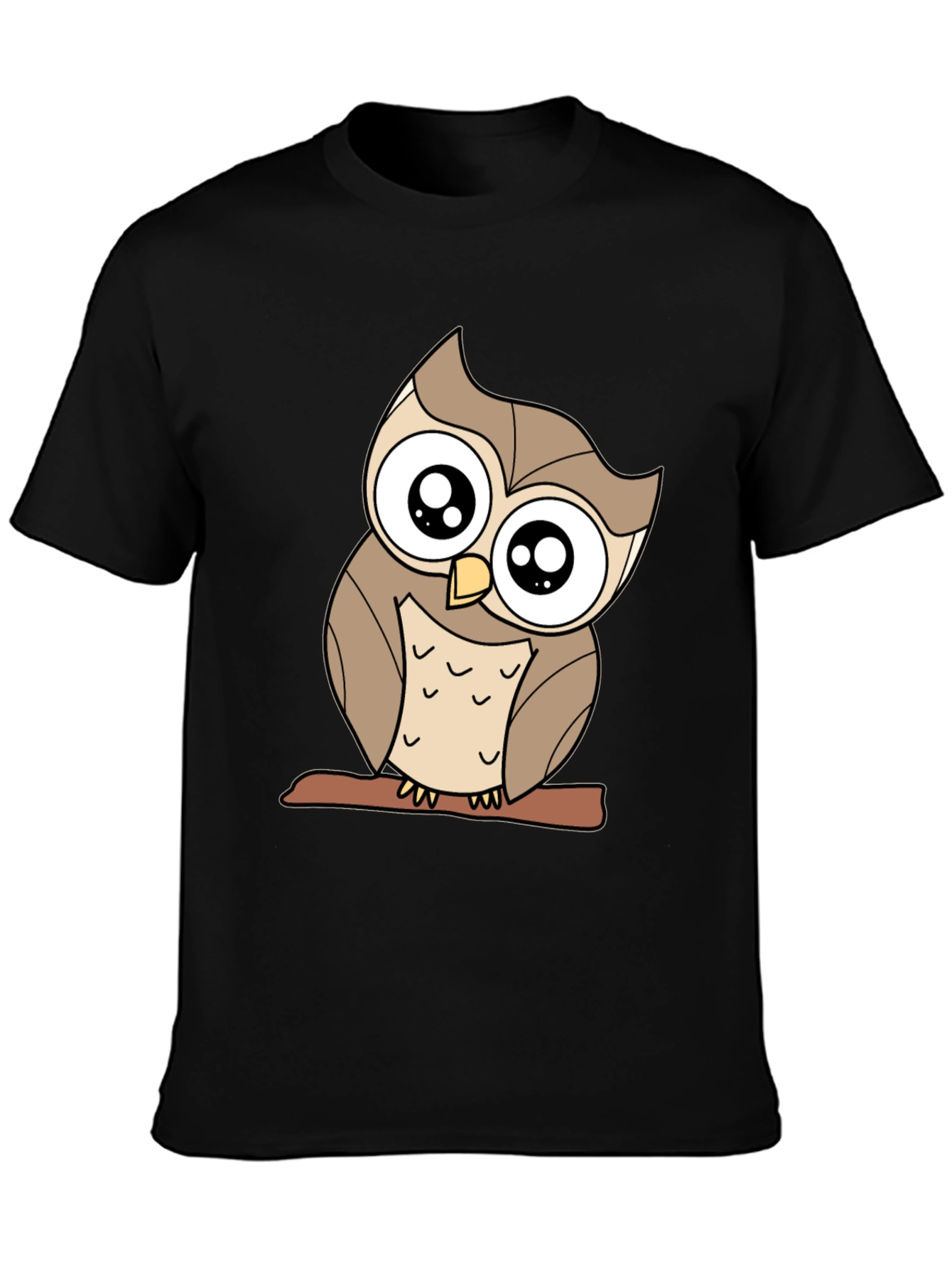 Cute Owl Graphic Tee - Black Cotton Blend
