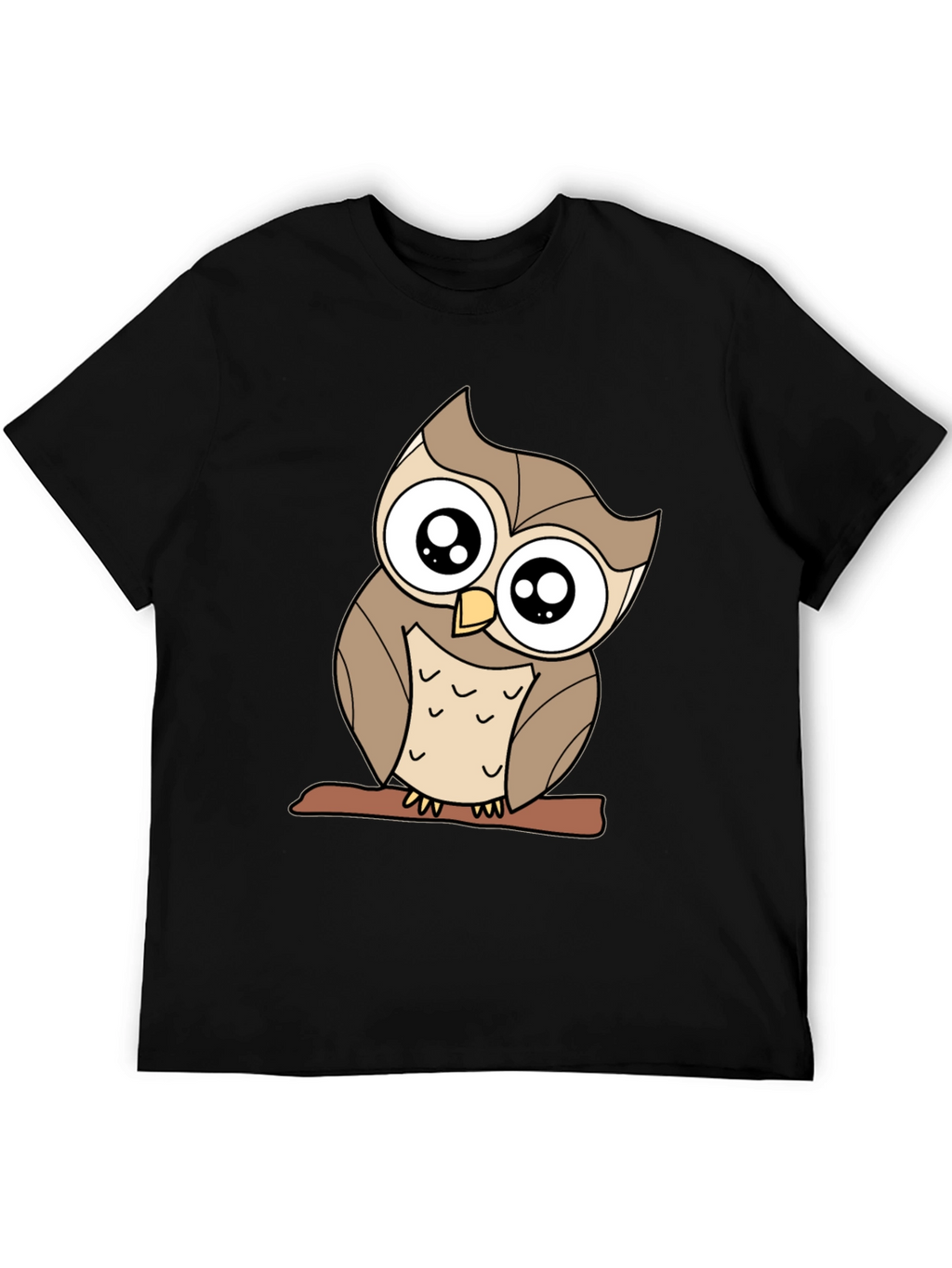 Cute Owl Graphic Tee - Black Cotton Blend