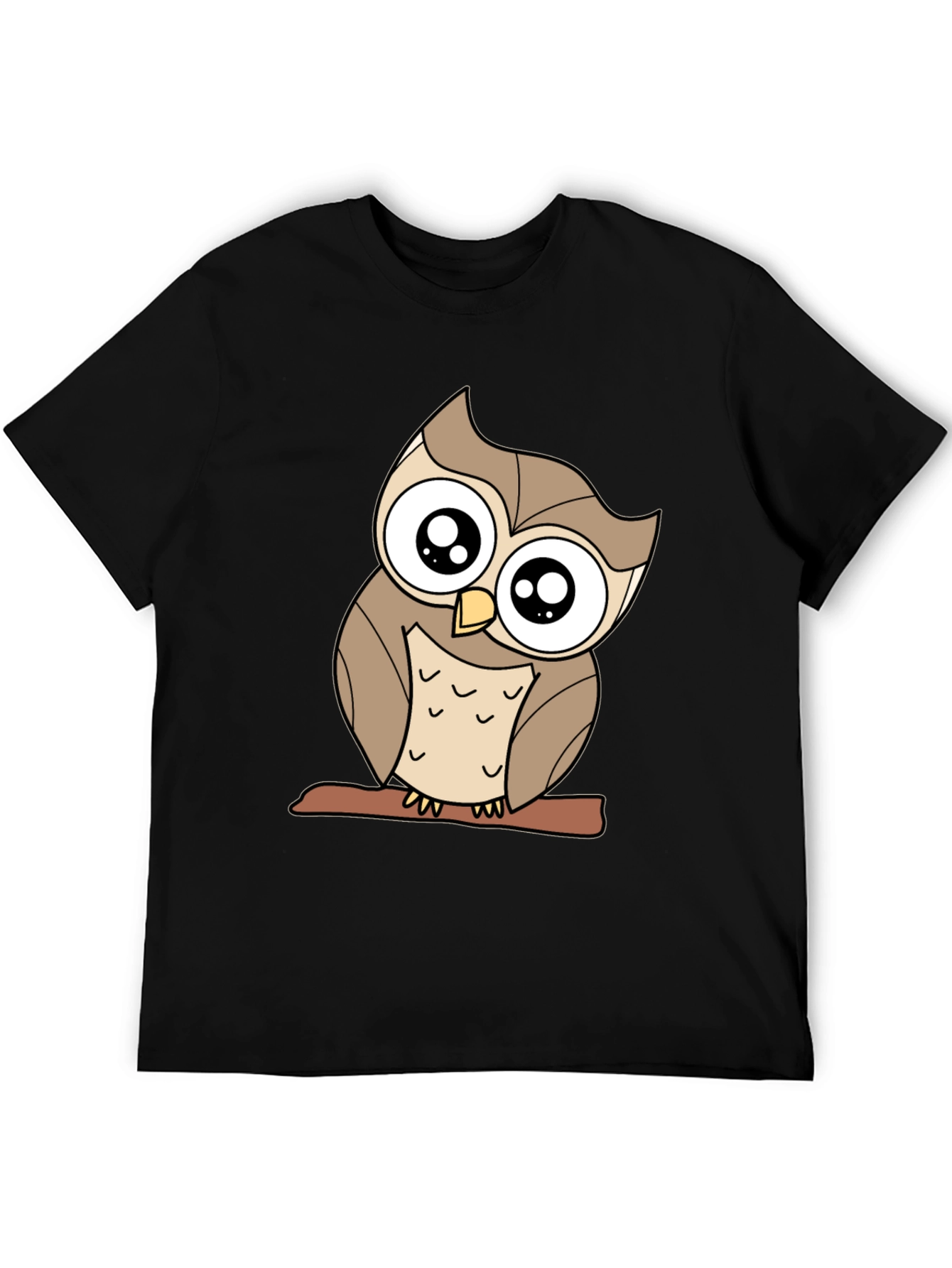 Cute Owl Graphic Tee - Black Cotton Blend
