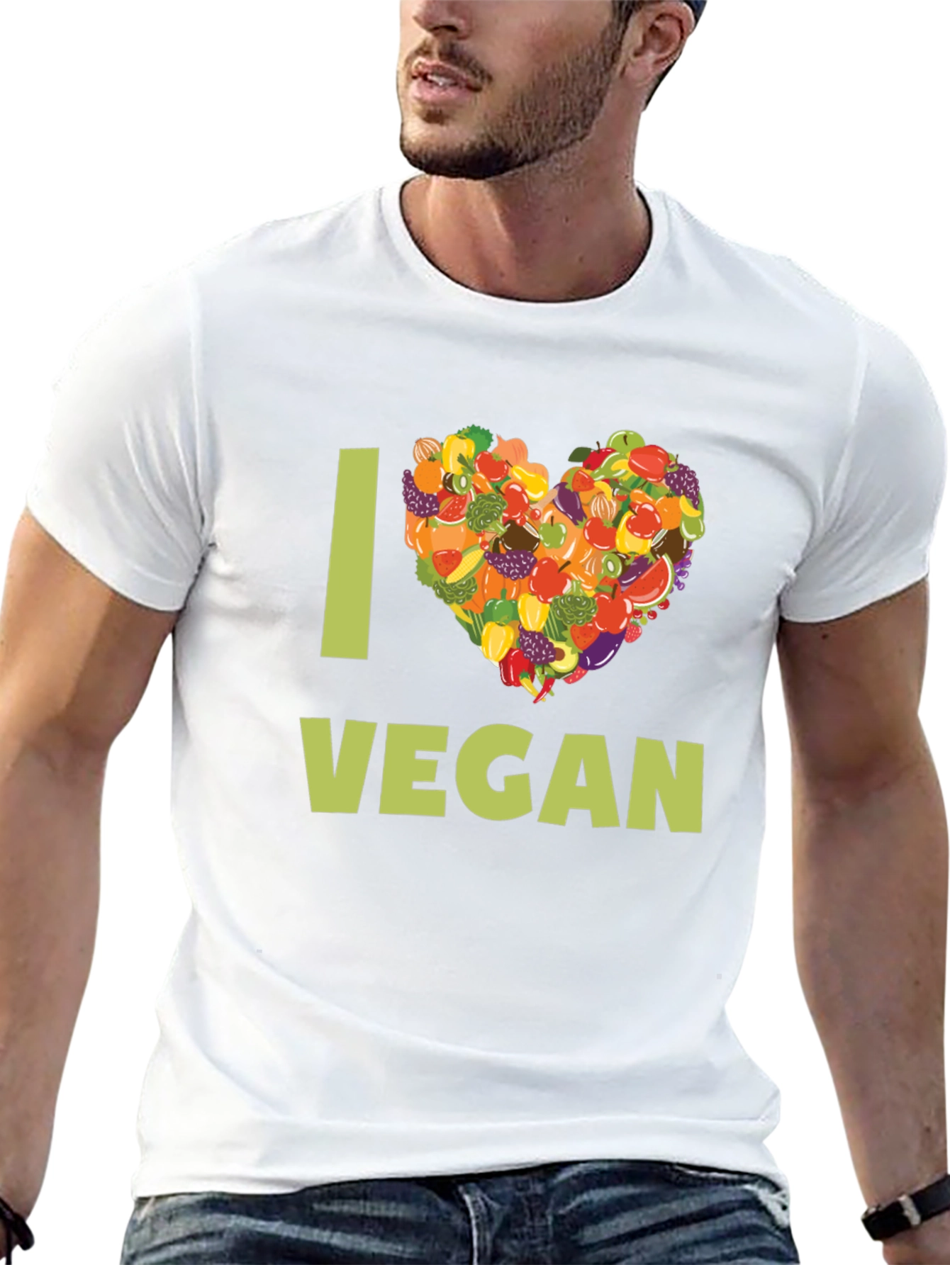 I Heart Vegan T-Shirt - Fruit & Vegetable Design