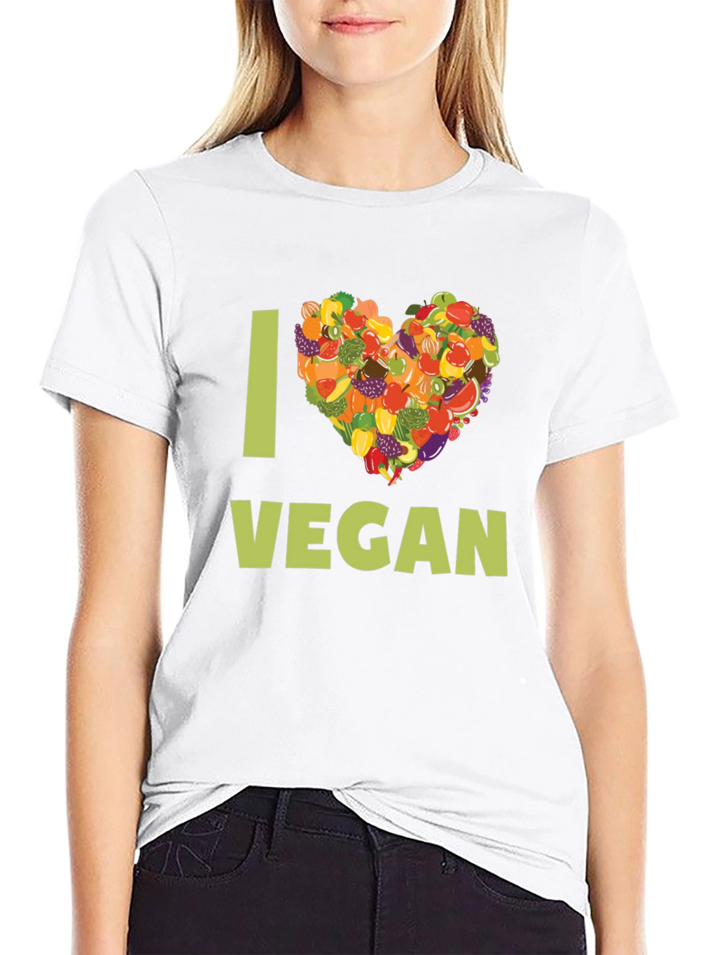 I Heart Vegan T-Shirt - Fruit & Vegetable Design