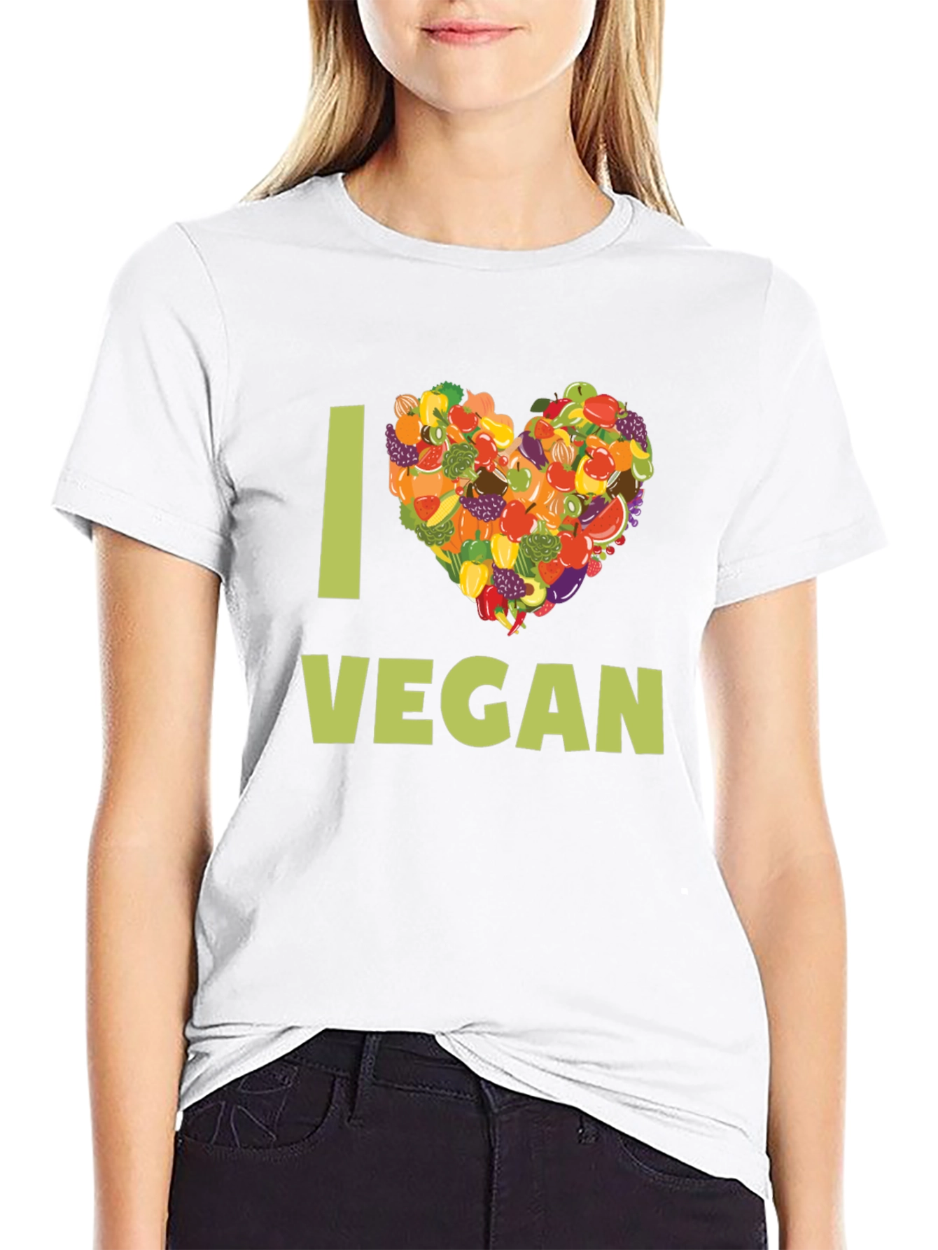 I Heart Vegan T-Shirt - Fruit & Vegetable Design