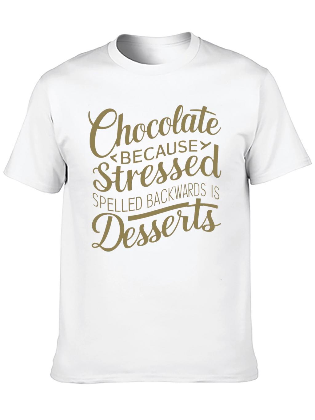 Chocolate Stressed Backwards Dessert Mens Black T-Shirt