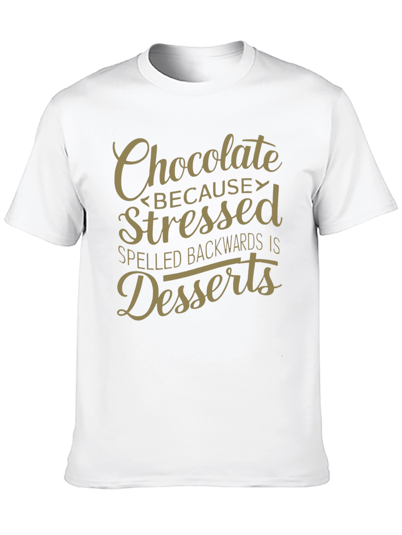Chocolate Stressed Backwards Dessert Mens Black T-Shirt