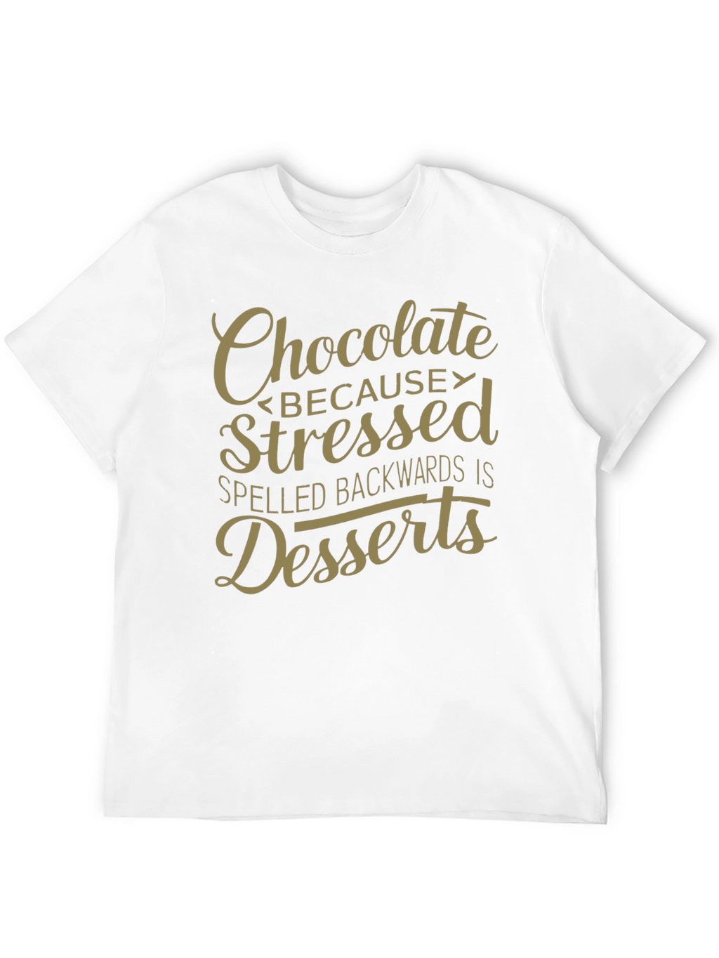 Chocolate Stressed Backwards Dessert Mens Black T-Shirt