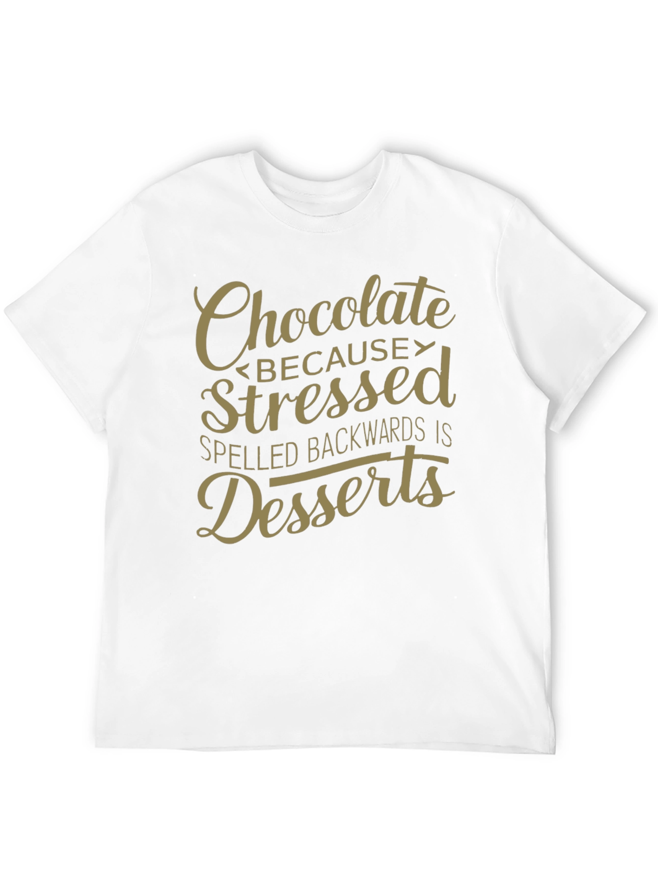 Chocolate Stressed Backwards Dessert Mens Black T-Shirt