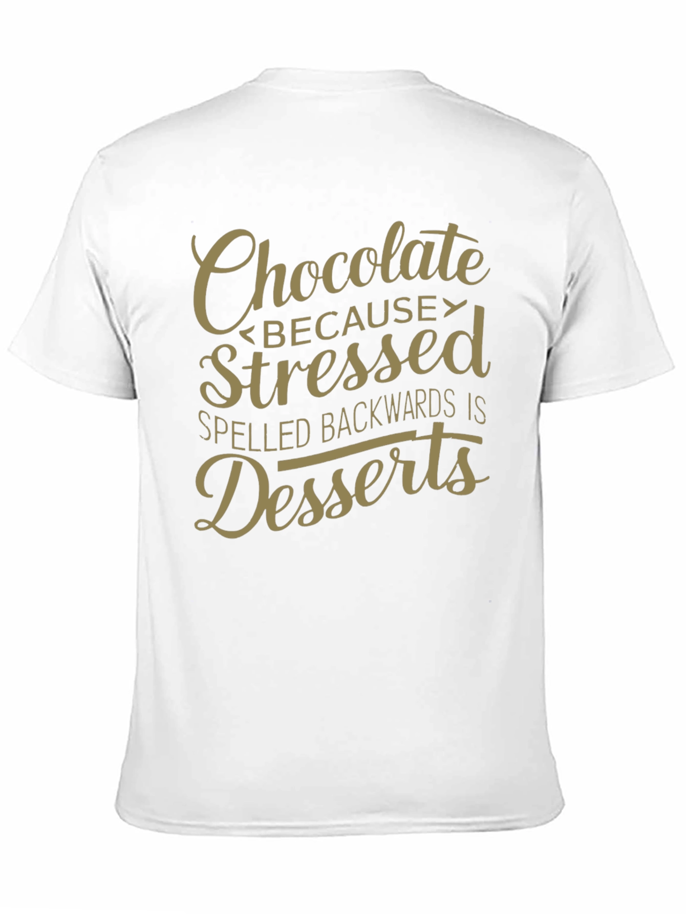Chocolate Stressed Backwards Dessert Mens Black T-Shirt