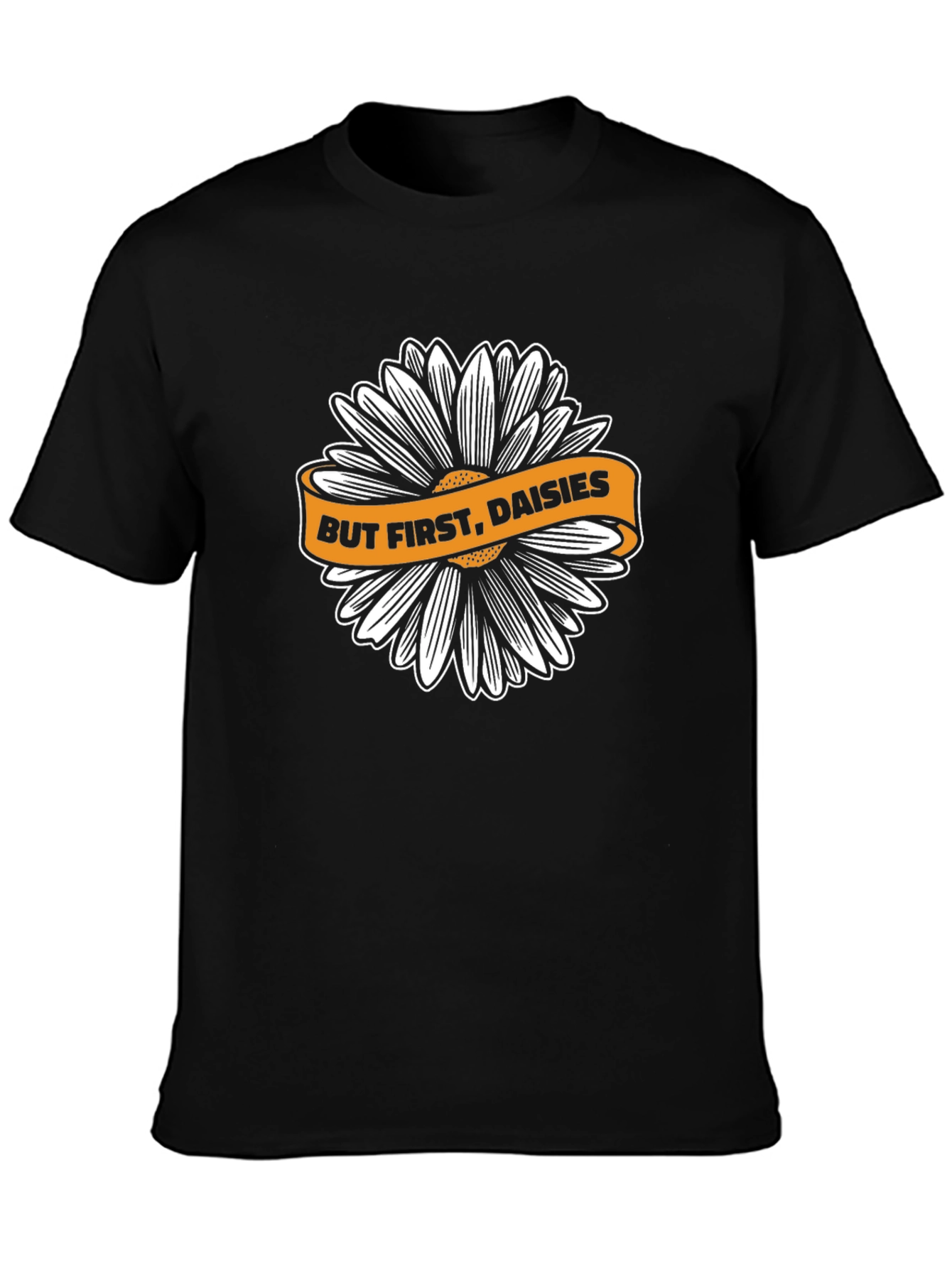 But First Daisies Black T-Shirt