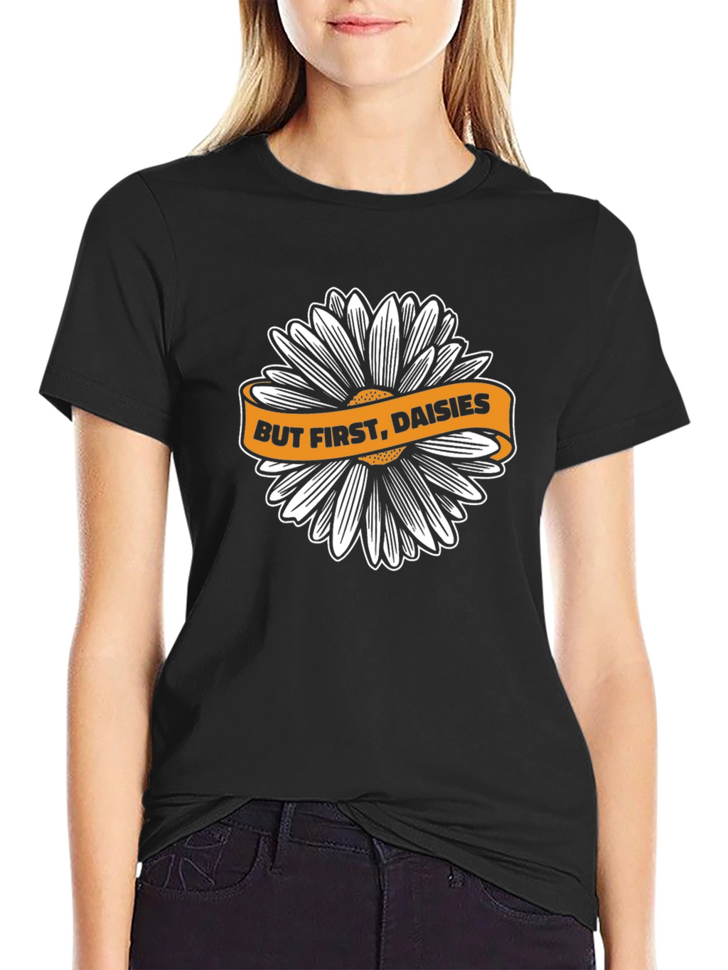 But First Daisies Black T-Shirt