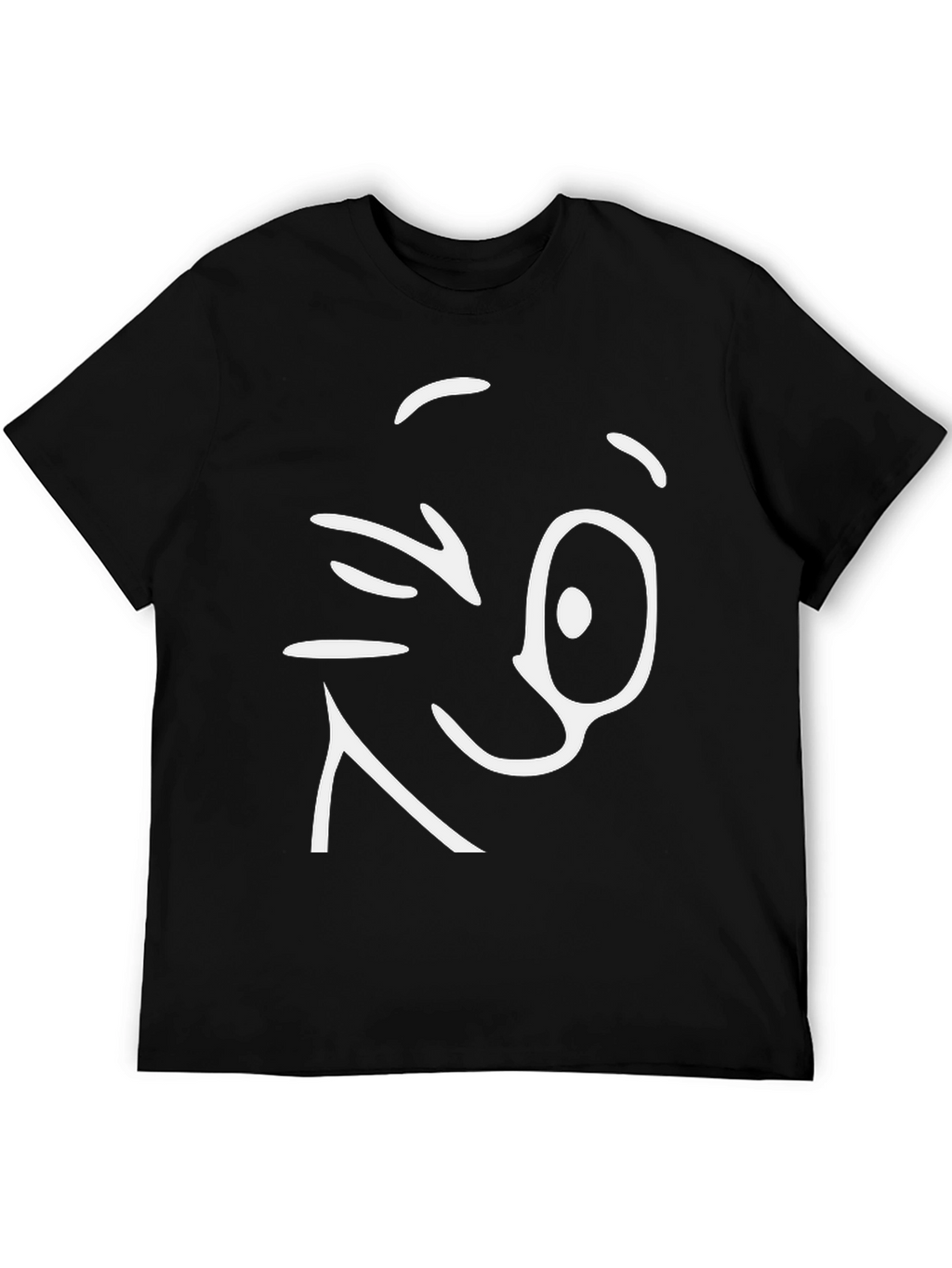 Winking Face Graphic Tee - Black Cotton T-Shirt