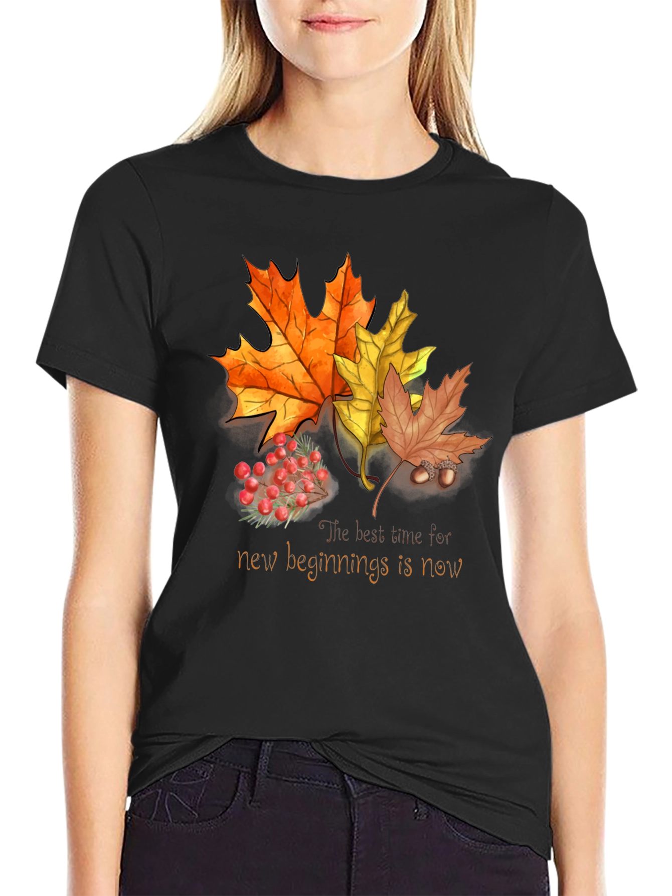 Fall Leaves & Berries T-Shirt - New Beginnings