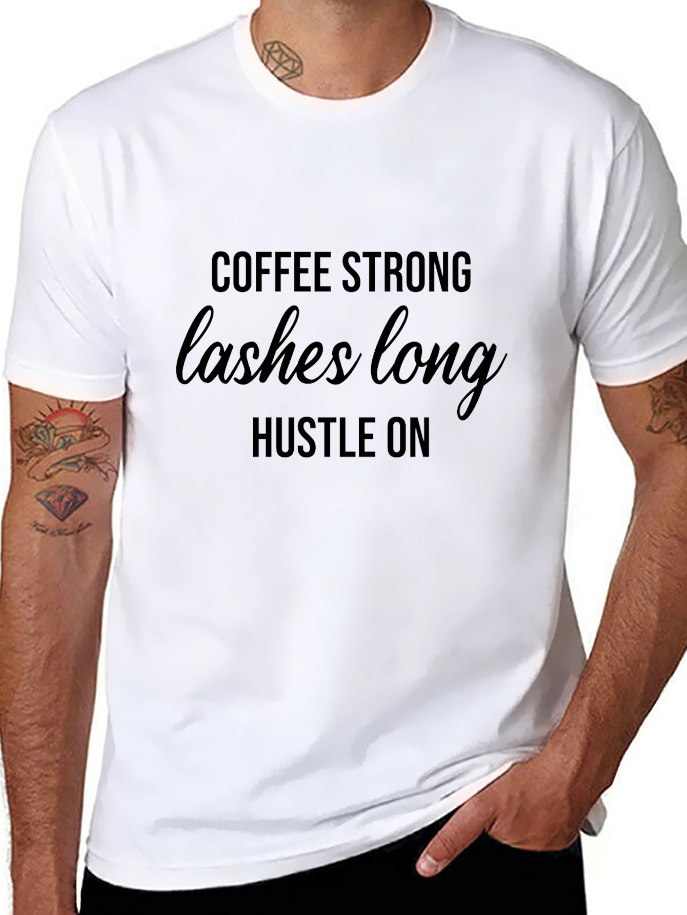 Coffee Strong Lashes Long Hustle On T-Shirt