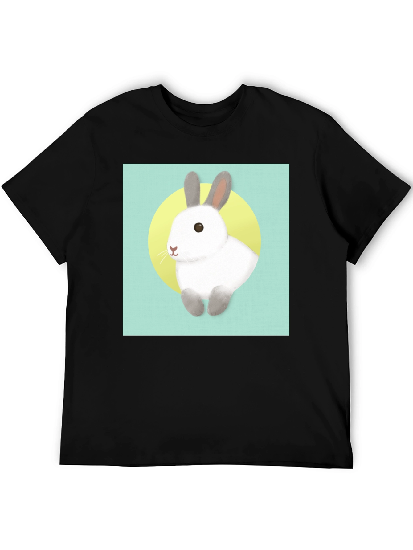 Cute Rabbit Graphic T-Shirt - Black