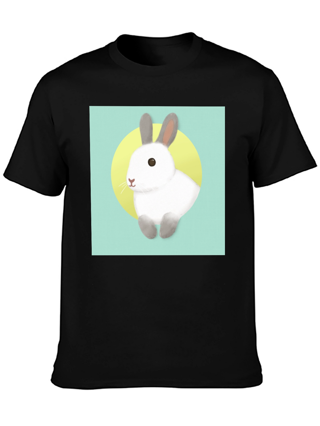 Cute Rabbit Graphic T-Shirt - Black