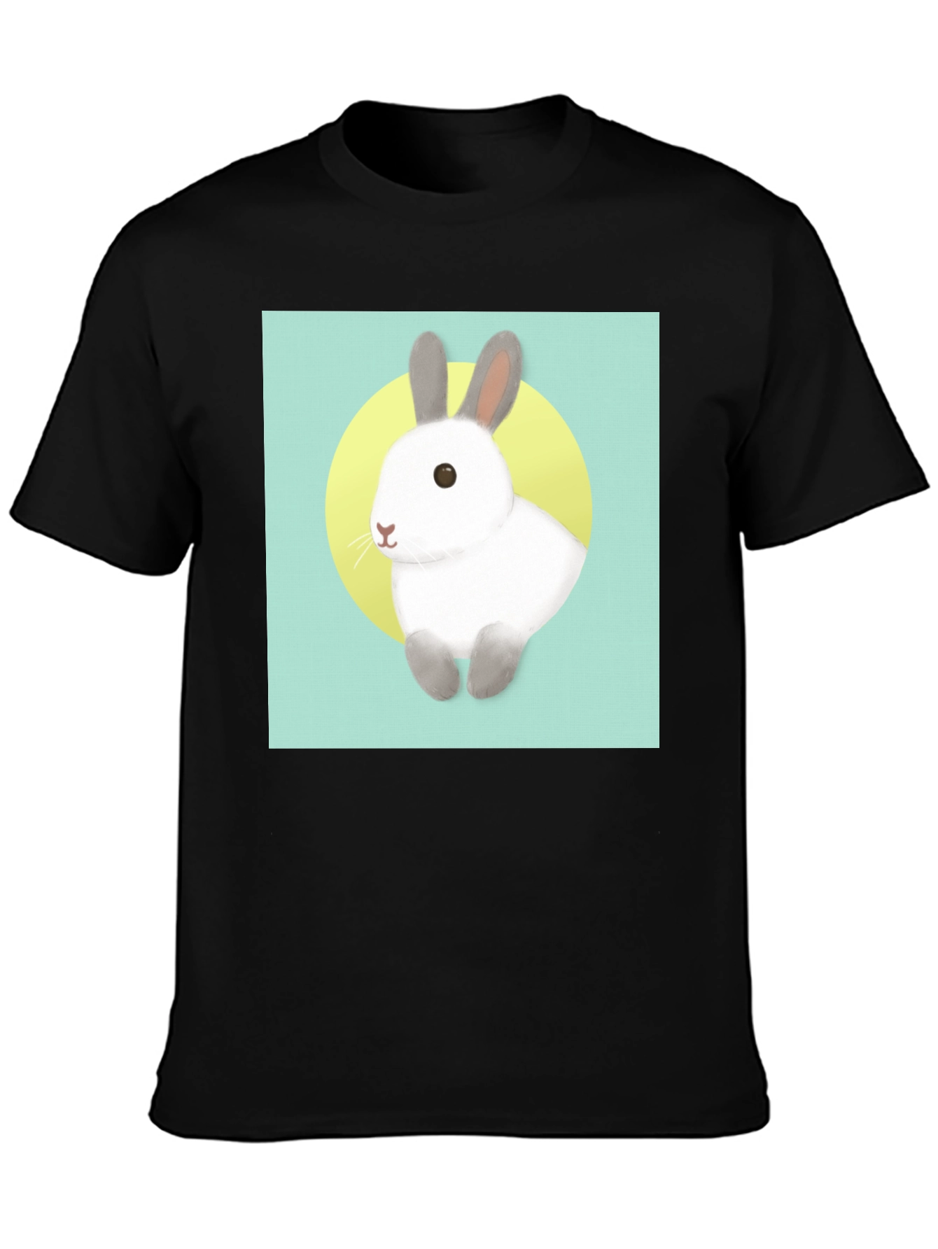 Cute Rabbit Graphic T-Shirt - Black