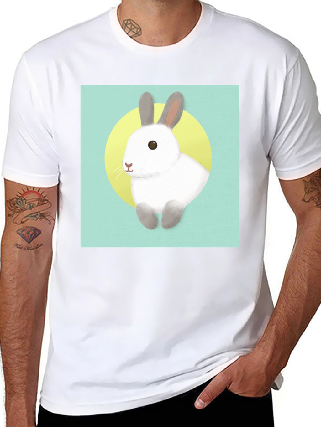Cute Rabbit Graphic T-Shirt - Black
