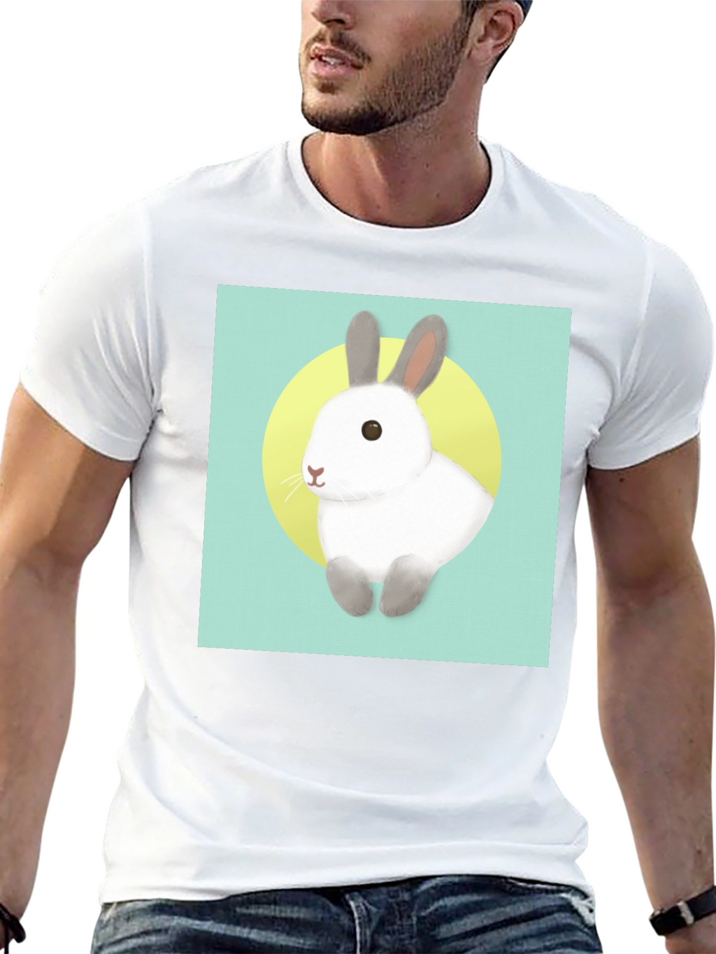 Cute Rabbit Graphic T-Shirt - Black