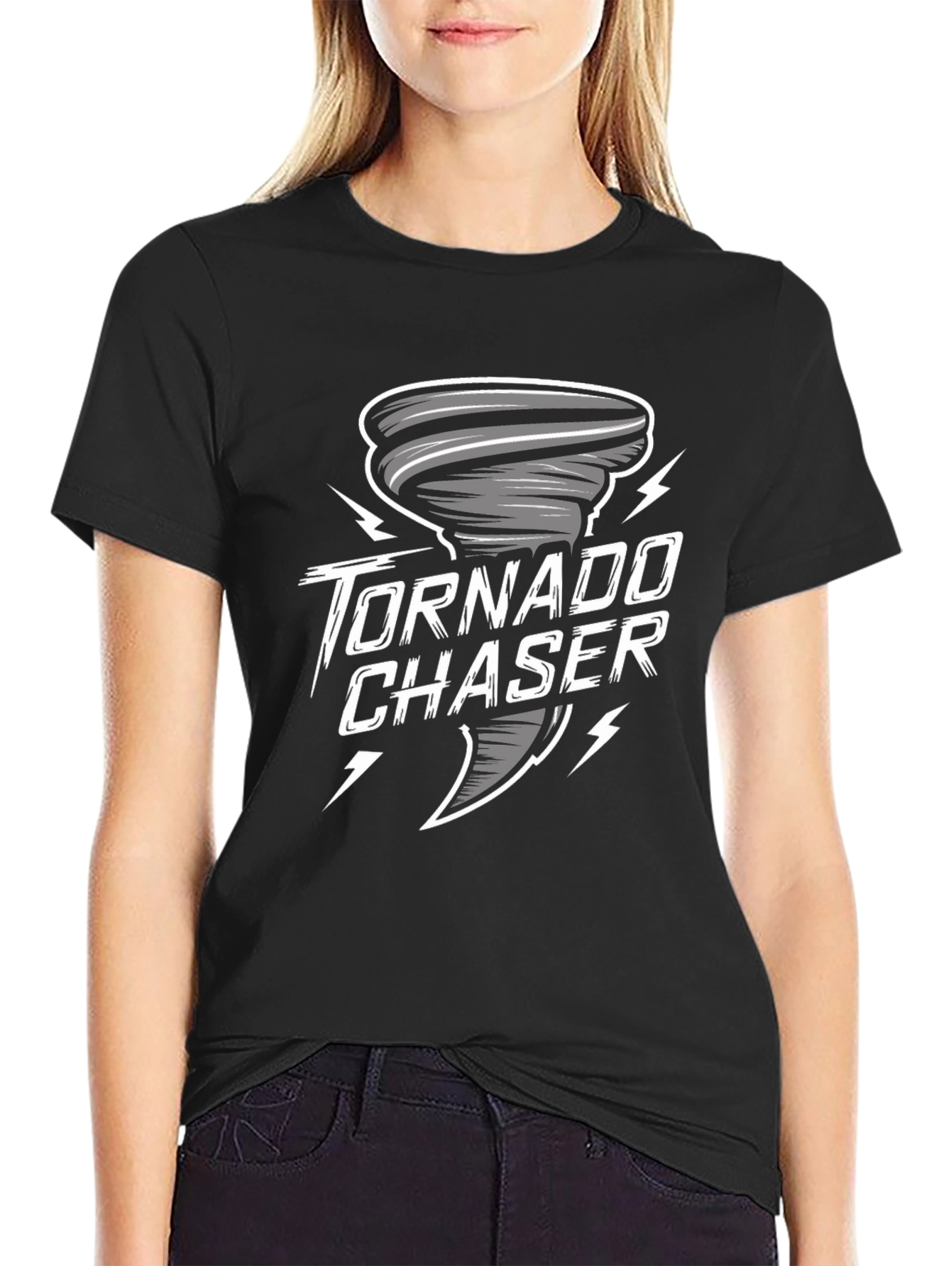 Tornado Chaser Graphic Tee - Black Cotton T-Shirt