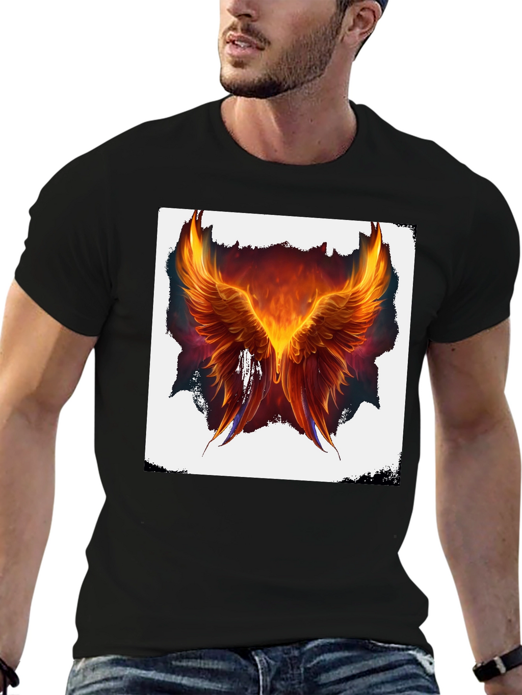 Phoenix Wings Graphic Black T-Shirt