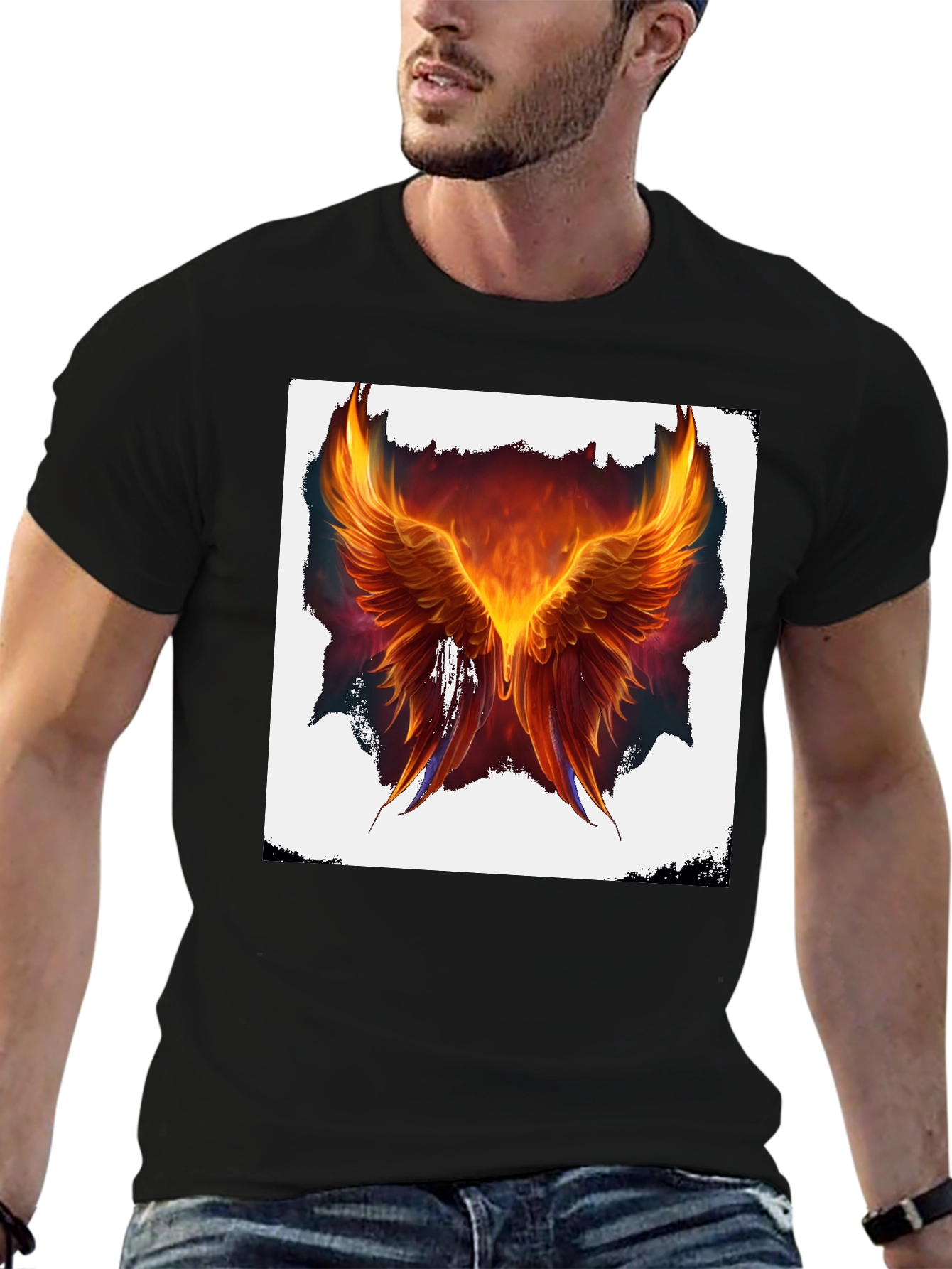 Phoenix Wings Graphic Black T-Shirt