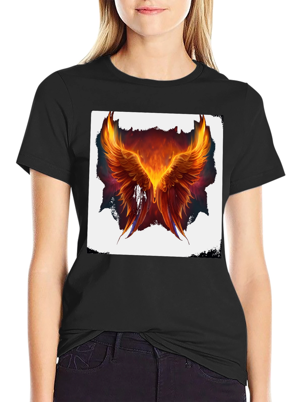 Phoenix Wings Graphic Black T-Shirt