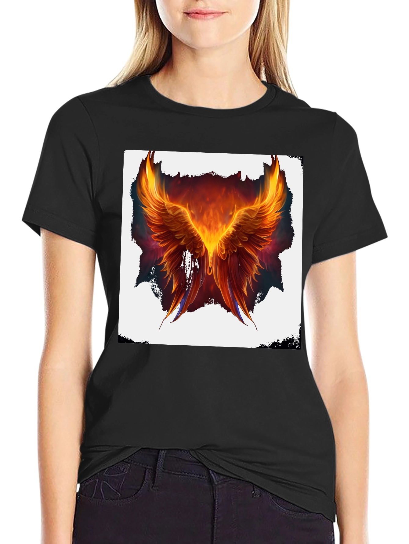 Phoenix Wings Graphic Black T-Shirt
