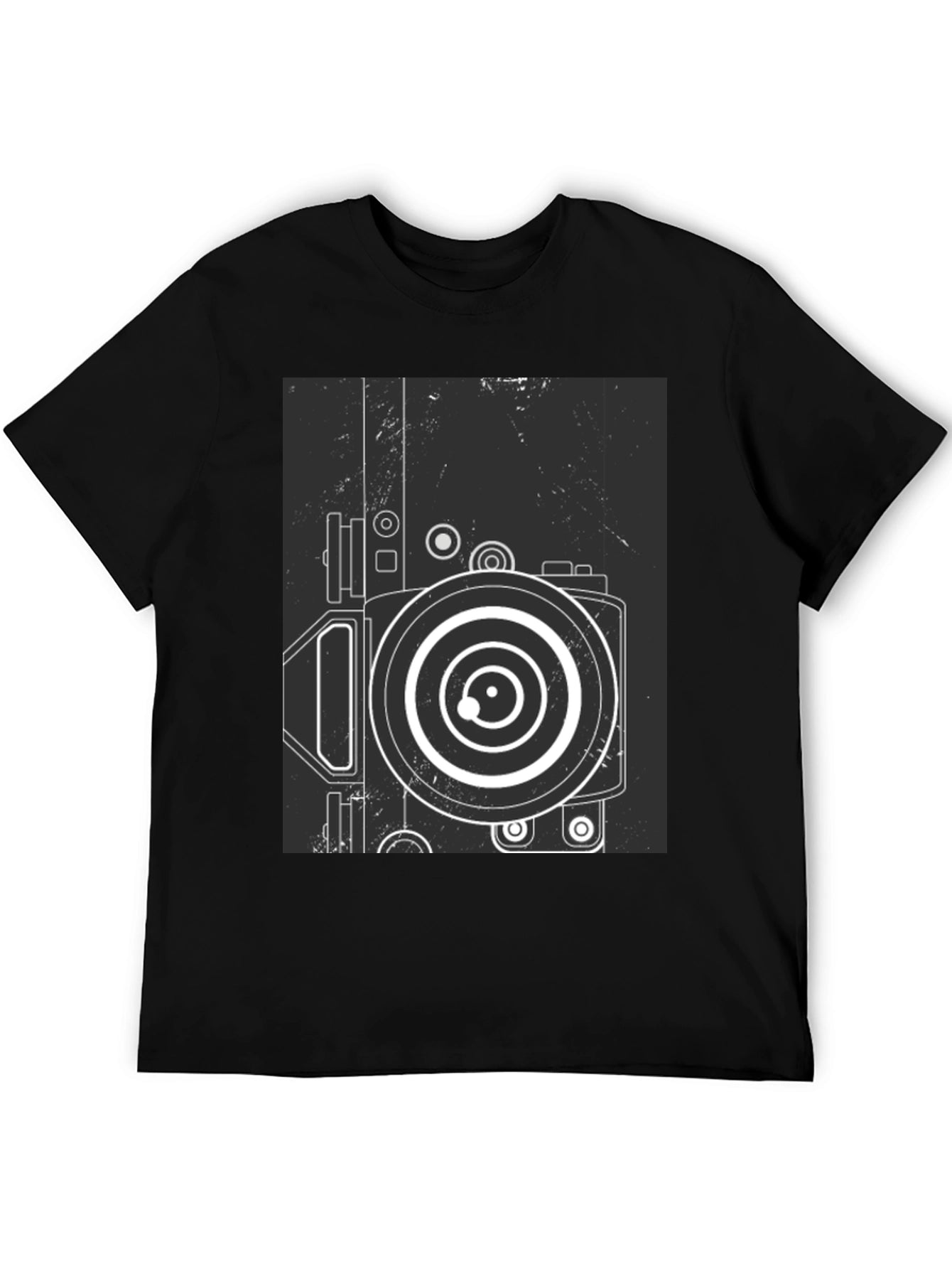Retro Camera Graphic Tee - Modern Black T-Shirt