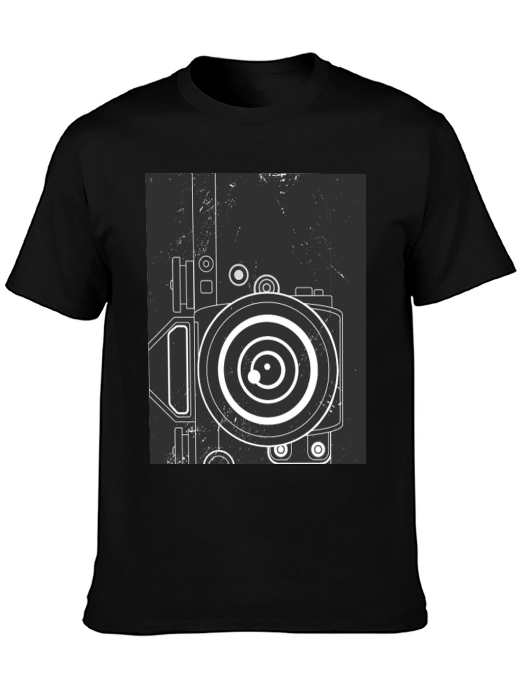 Retro Camera Graphic Tee - Modern Black T-Shirt
