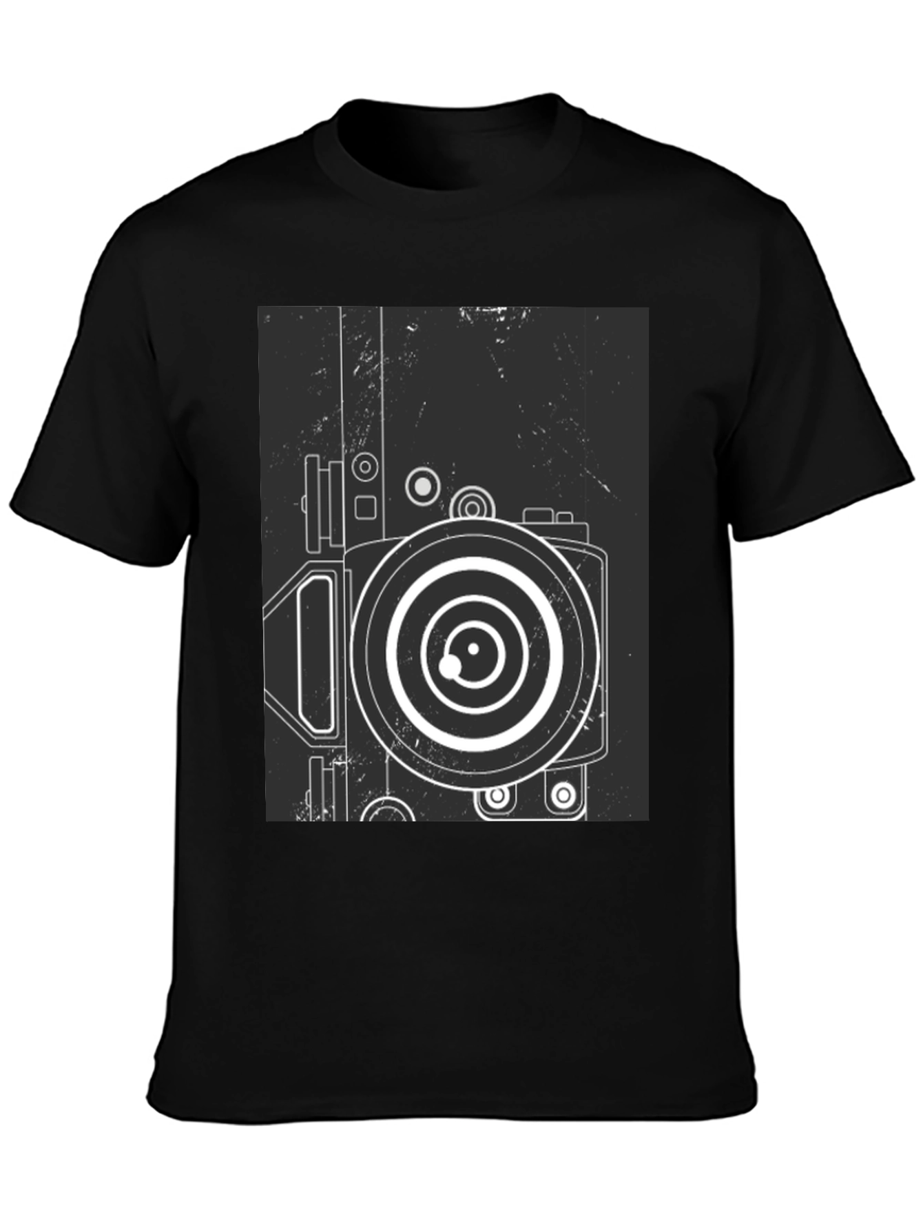 Retro Camera Graphic Tee - Modern Black T-Shirt