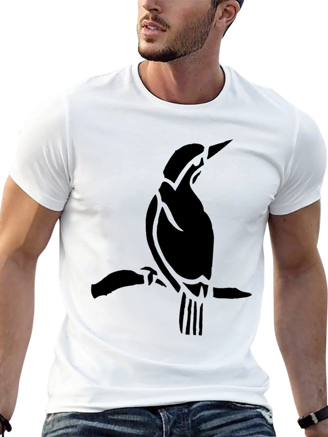 Bird Silhouette Tee - Classic Black Cotton T-Shirt