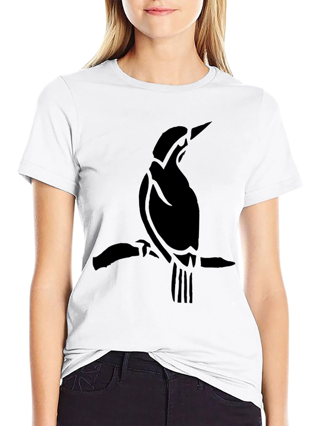 Bird Silhouette Tee - Classic Black Cotton T-Shirt