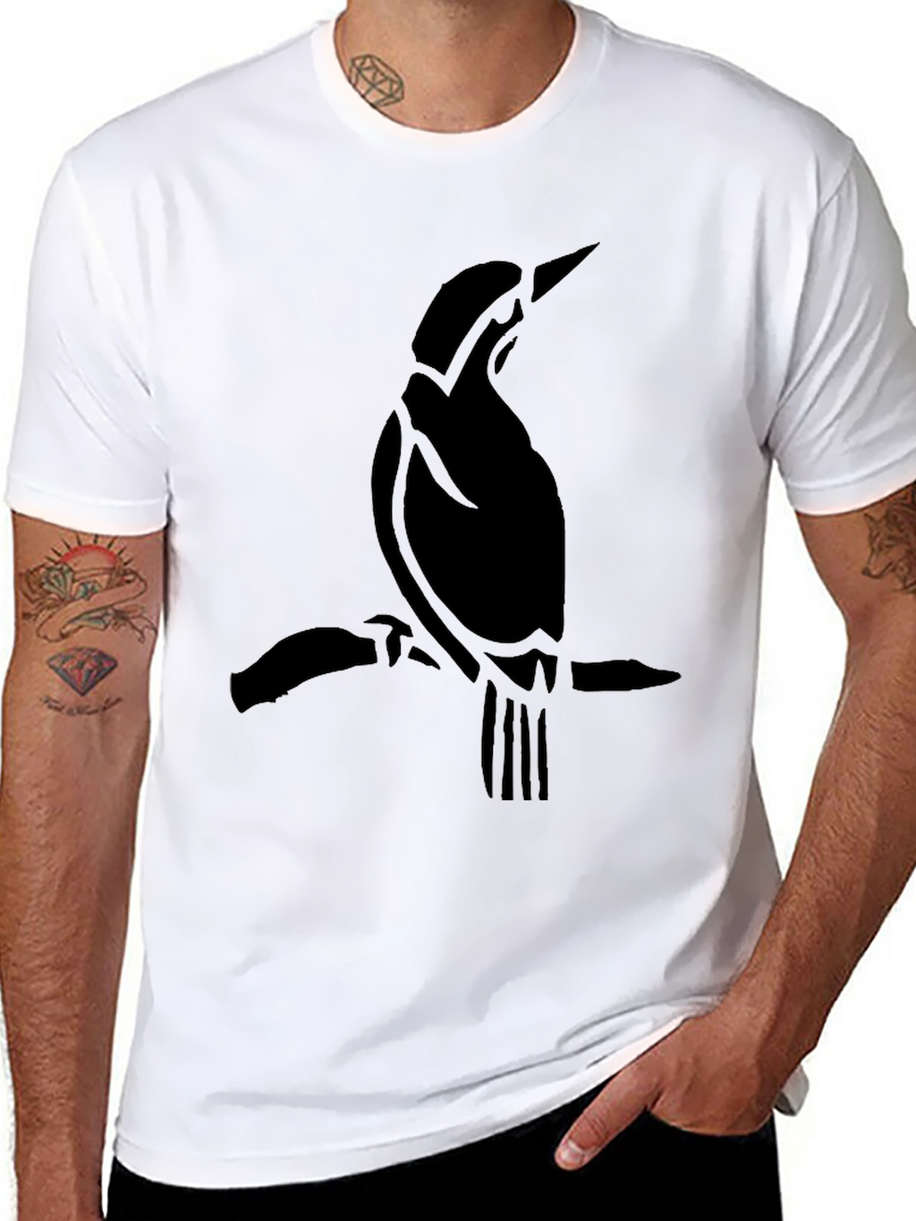 Bird Silhouette Tee - Classic Black Cotton T-Shirt