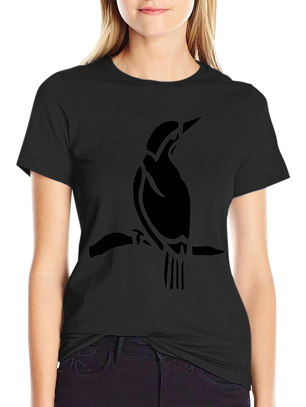 Bird Silhouette Tee - Classic Black Cotton T-Shirt