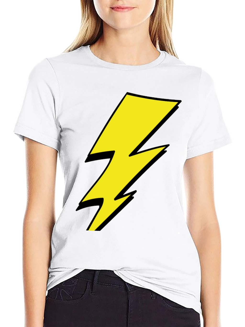 Lightning Bolt Graphic Tee - Black Cotton Shirt