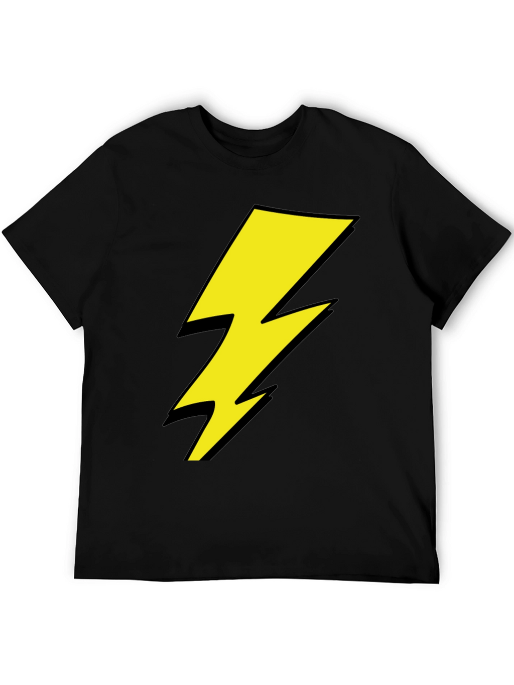 Lightning Bolt Graphic Tee - Black Cotton Shirt