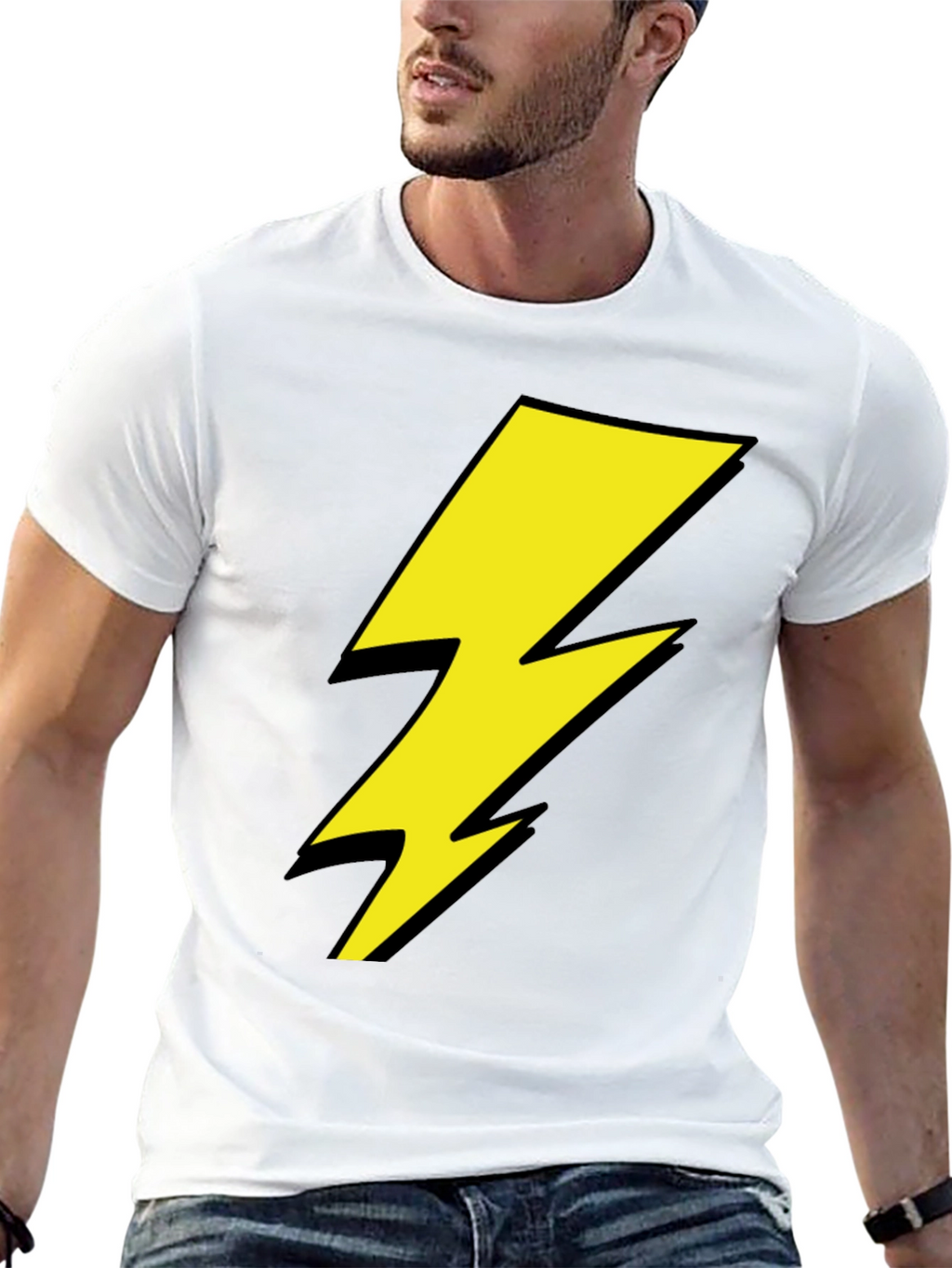 Lightning Bolt Graphic Tee - Black Cotton Shirt