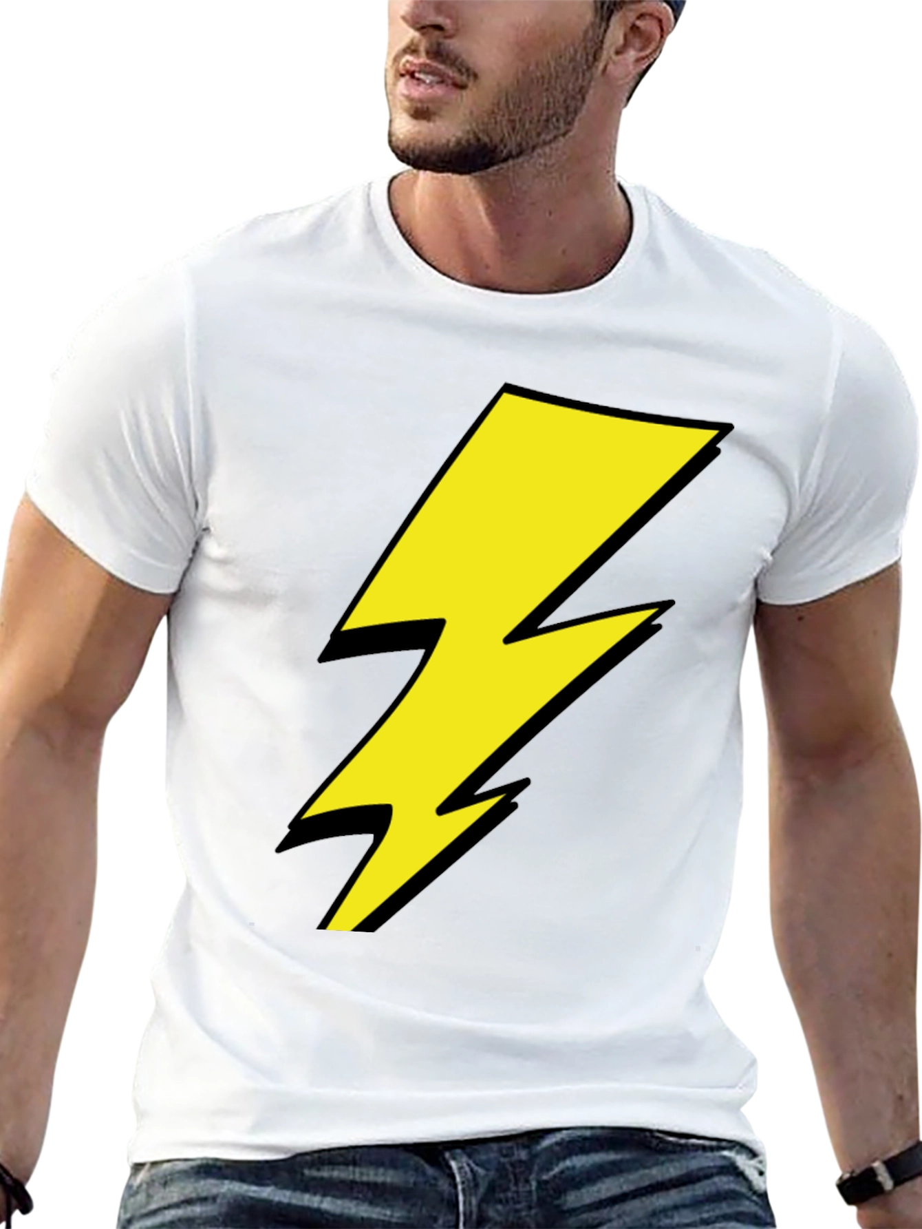 Lightning Bolt Graphic Tee - Black Cotton Shirt