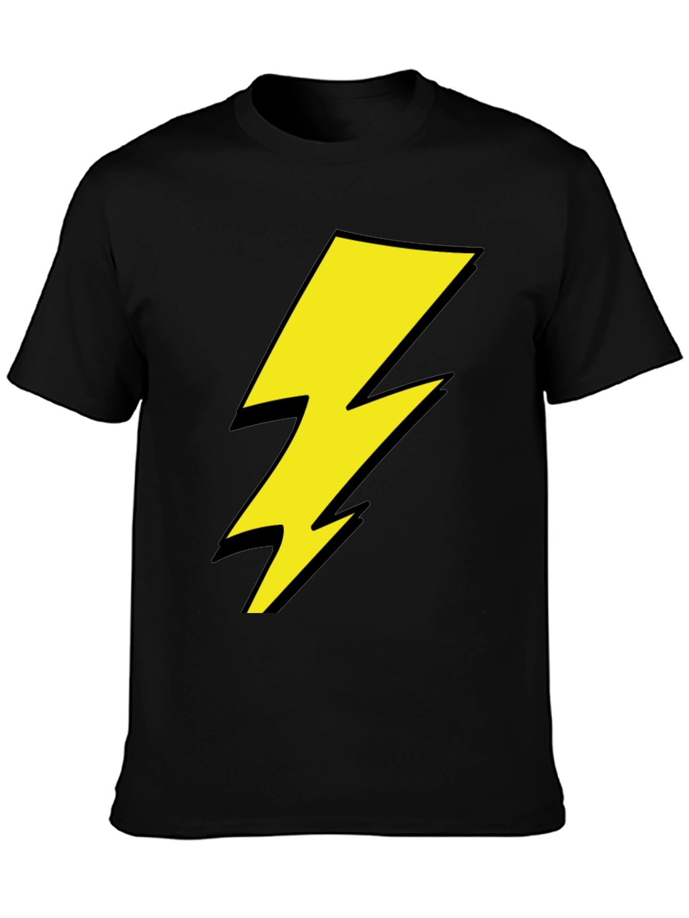 Lightning Bolt Graphic Tee - Black Cotton Shirt