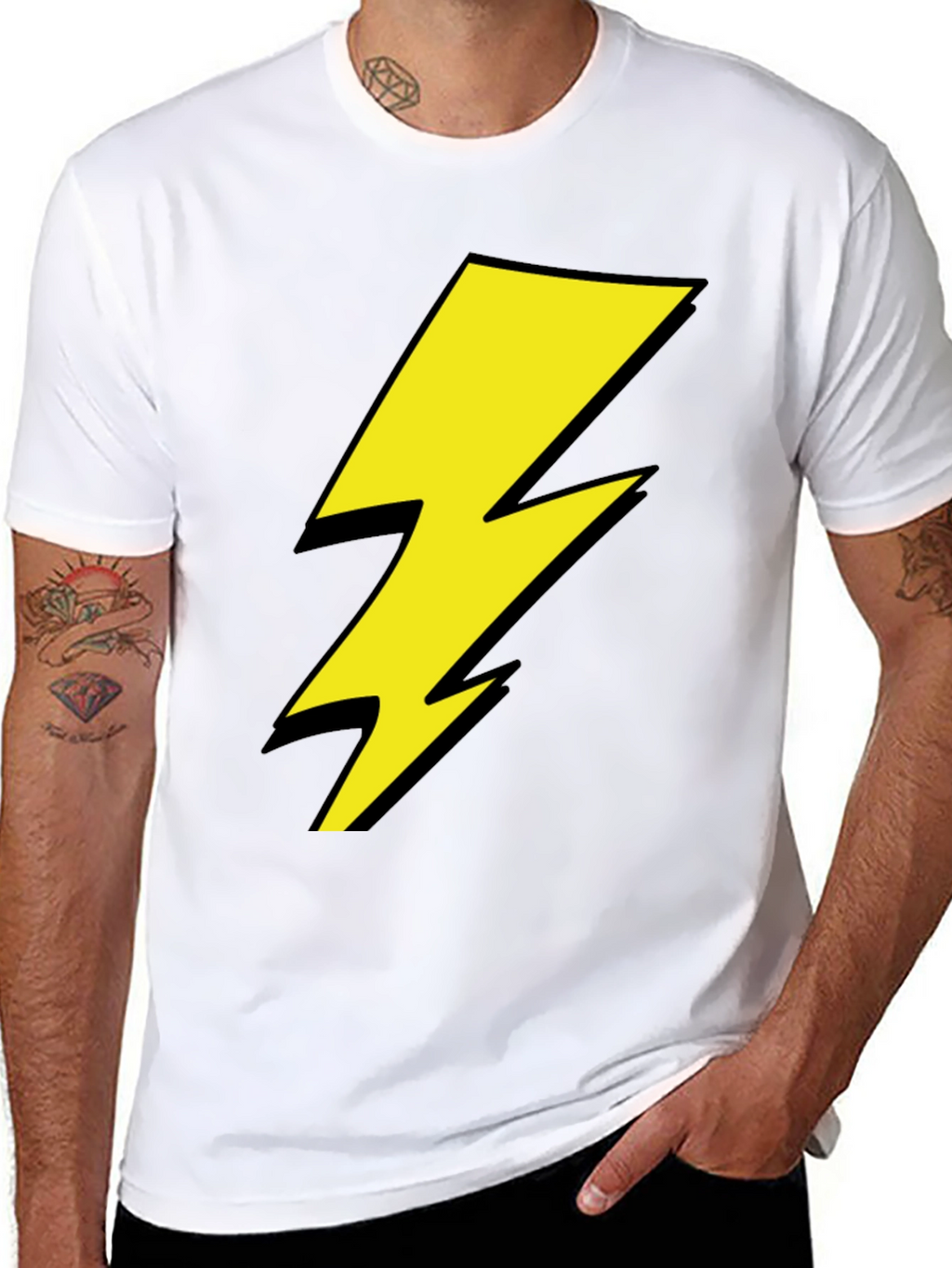 Lightning Bolt Graphic Tee - Black Cotton Shirt