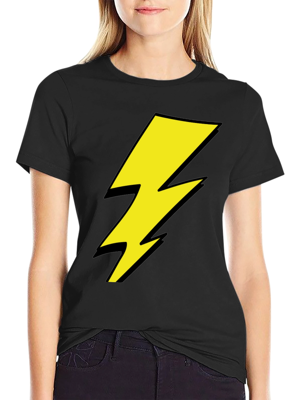Lightning Bolt Graphic Tee - Black Cotton Shirt