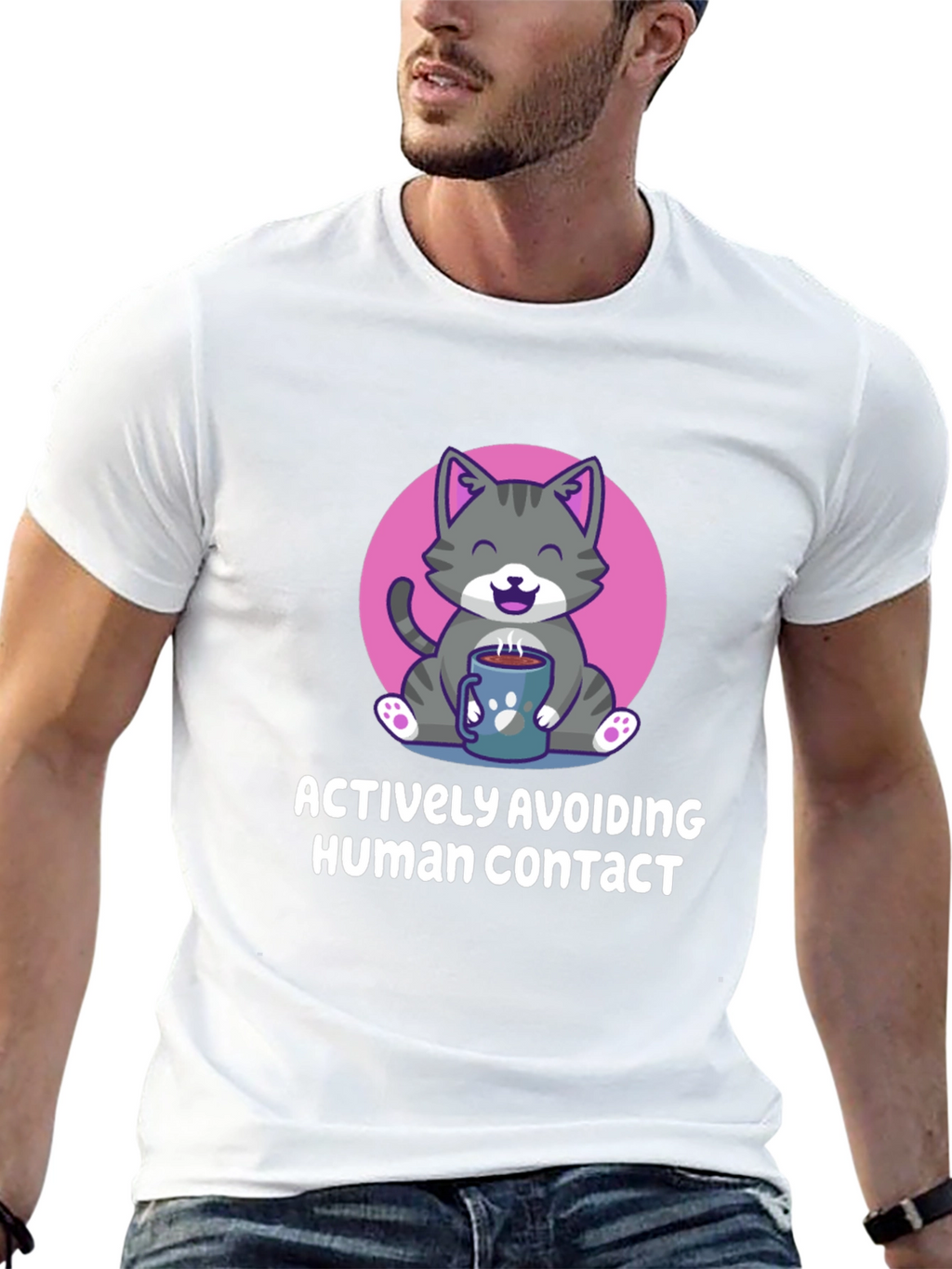 Actively Avoiding Human Contact Cat Graphic T-Shirt