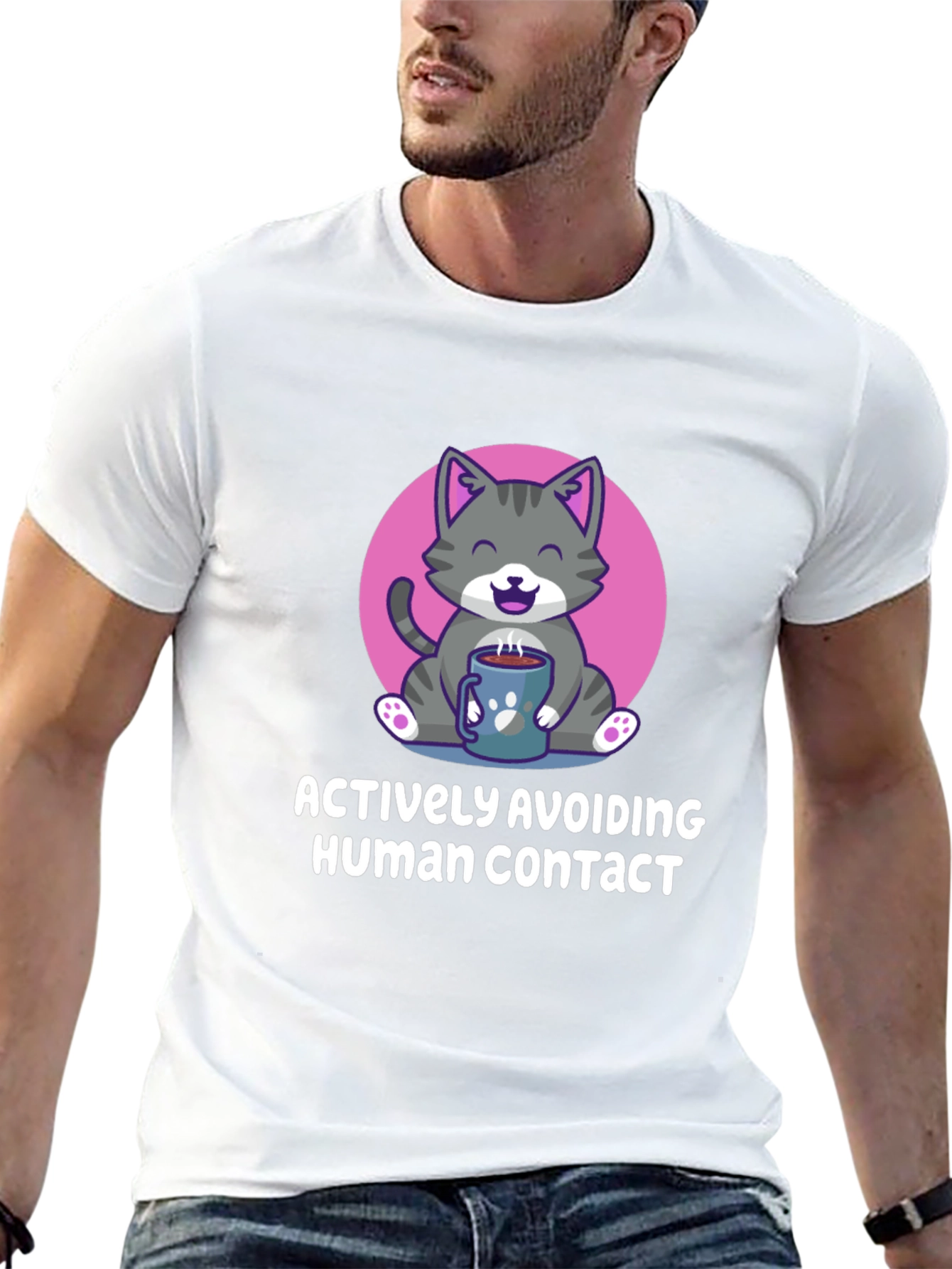 Actively Avoiding Human Contact Cat Graphic T-Shirt
