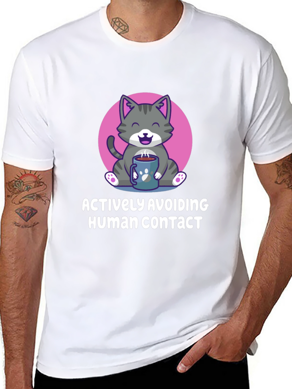 Actively Avoiding Human Contact Cat Graphic T-Shirt